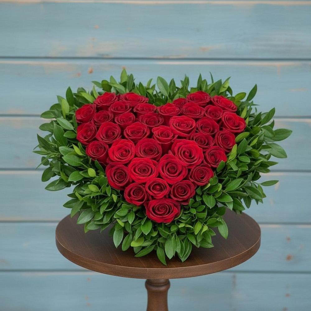 Цветочная композиция из Розы в виде сердца в Сокуре