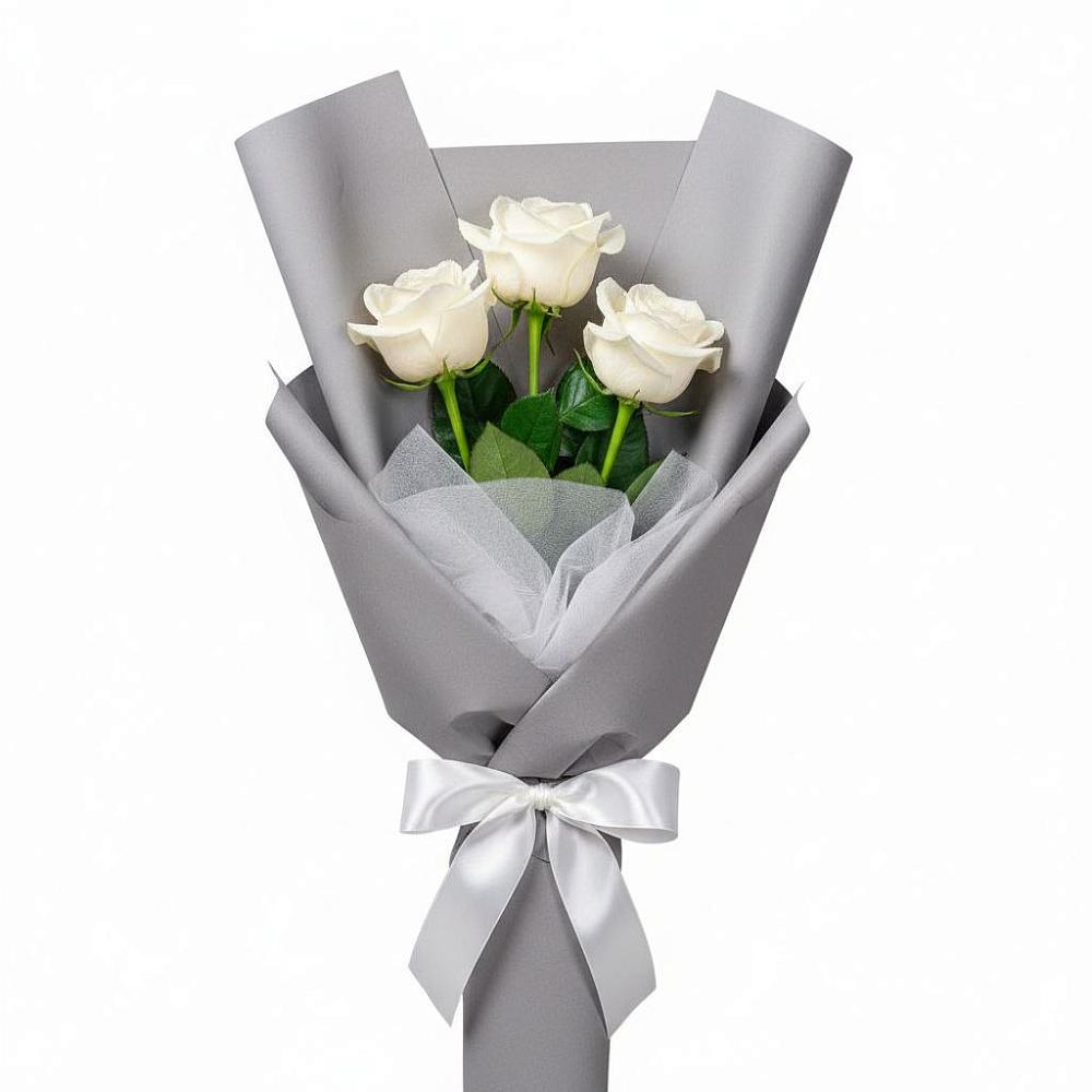 Букет 3 белые розы в Сокуре