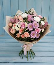 Букет цветов из:  Хризантемы, Розы и Альстромерии в Сокуре