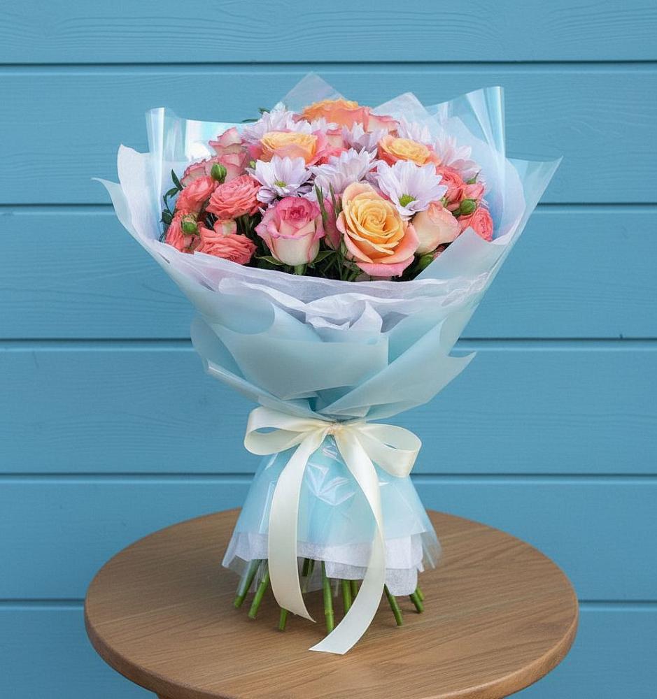 Букет цветов из: Хризантемы и Розы в Сокуре